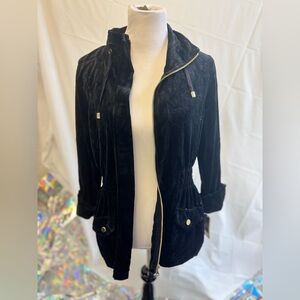 NWT Charter Club Size L Women’s Black Full Zip Velvet Basic SportJacket MSRP $70
